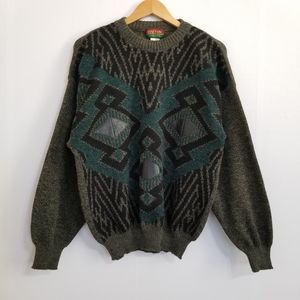 Vintage Oakton Limited Wool Blend Leather Trim Detail Sweater Size Large